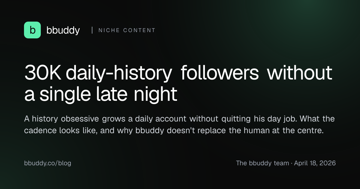 30K daily-history followers without a single late night · bbuddy